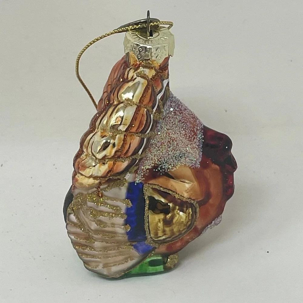 Thomas Pacconi Classics Mercury Glass Turkey Thanksgiving Ornament Glitter 3.5in